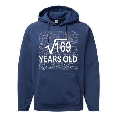 13th Birthday Square Root 169 Math Performance Fleece Hoodie