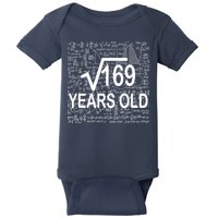 13th Birthday Square Root 169 Math Baby Bodysuit