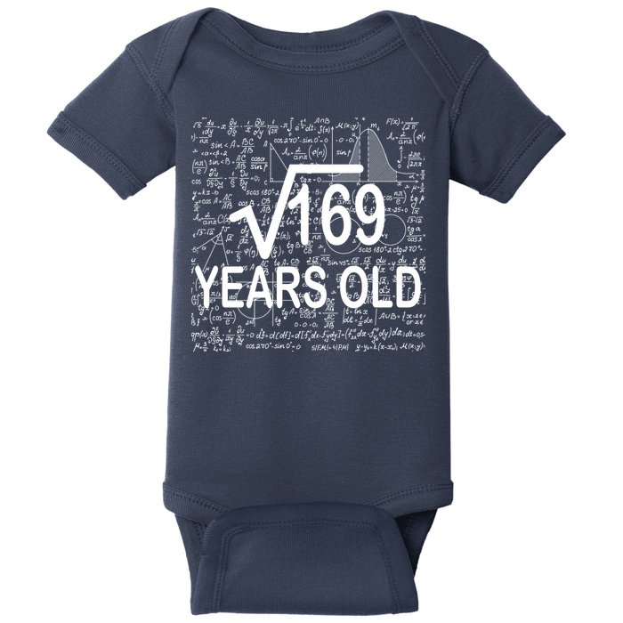 13th Birthday Square Root 169 Math Baby Bodysuit