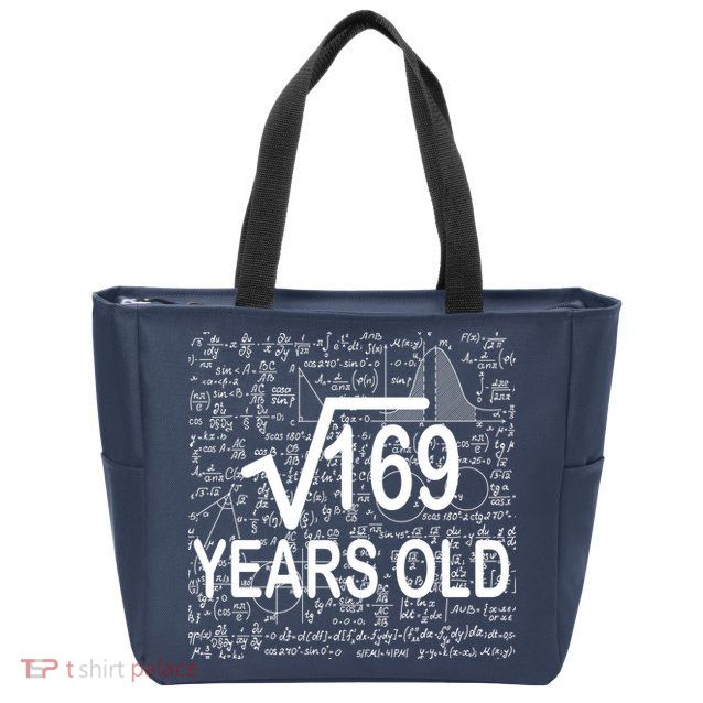 13th Birthday Square Root 169 Math Zip Tote Bag