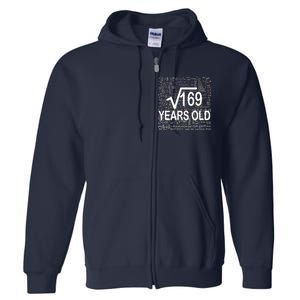 13th Birthday Square Root 169 Math Full Zip Hoodie