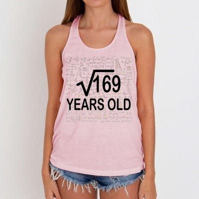 13th Birthday Square Root 169 Math Women's Knotted Racerback Tank