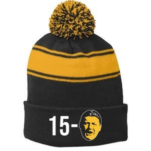 15-0 Louisiana Football Fans Stripe Pom Pom Beanie