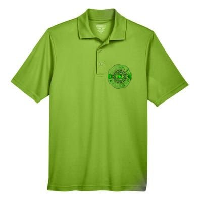 15 Fears Wheel Evil Green Eye Men's Origin Performance Pique Polo