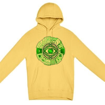 15 Fears Wheel Evil Green Eye Premium Pullover Hoodie