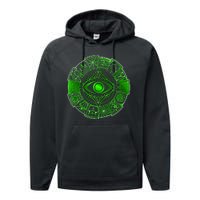 15 Fears Wheel Evil Green Eye Performance Fleece Hoodie