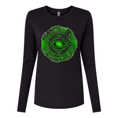 15 Fears Wheel Evil Green Eye Womens Cotton Relaxed Long Sleeve T-Shirt