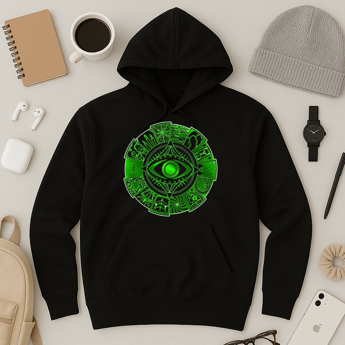 15 Fears Wheel Evil Green Eye Hoodie