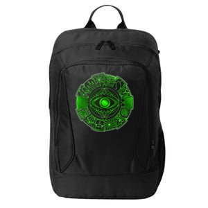 15 Fears Wheel Evil Green Eye City Backpack