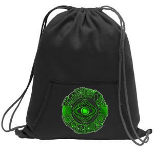 15 Fears Wheel Evil Green Eye Sweatshirt Cinch Pack Bag