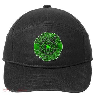 15 Fears Wheel Evil Green Eye 7-Panel Snapback Hat
