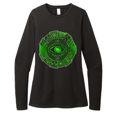 15 Fears Wheel Evil Green Eye Womens CVC Long Sleeve Shirt