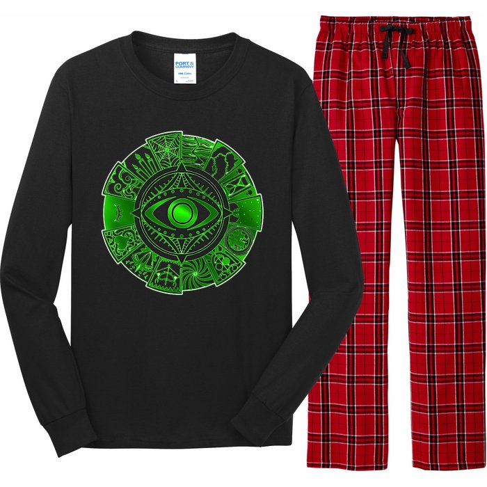 15 Fears Wheel Evil Green Eye Long Sleeve Pajama Set