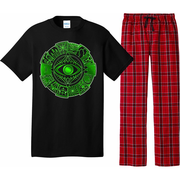 15 Fears Wheel Evil Green Eye Pajama Set