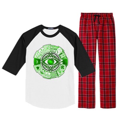 15 Fears Wheel Evil Green Eye Raglan Sleeve Pajama Set