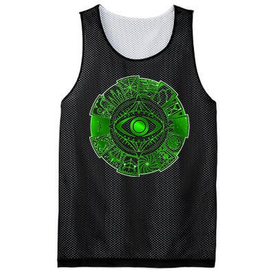 15 Fears Wheel Evil Green Eye Mesh Reversible Basketball Jersey Tank