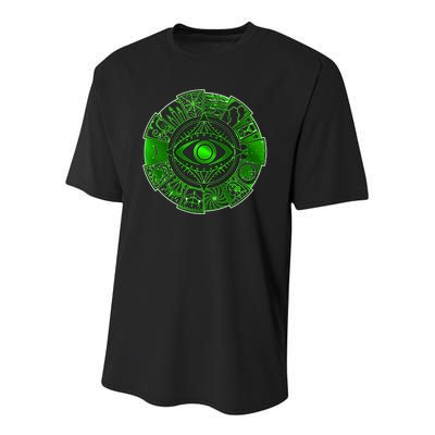 15 Fears Wheel Evil Green Eye Youth Performance Sprint T-Shirt