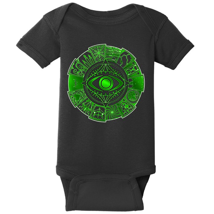 15 Fears Wheel Evil Green Eye Baby Bodysuit