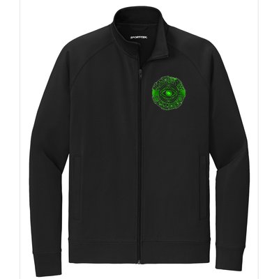 15 Fears Wheel Evil Green Eye Stretch Full-Zip Cadet Jacket