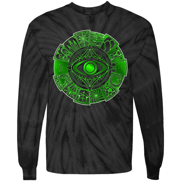 15 Fears Wheel Evil Green Eye Tie-Dye Long Sleeve Shirt