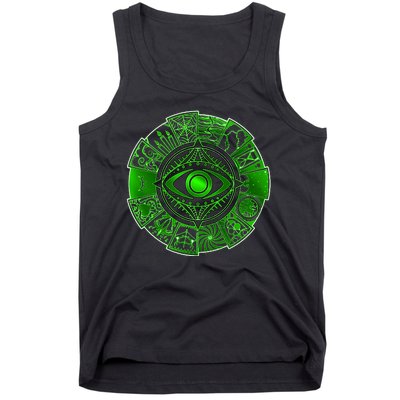 15 Fears Wheel Evil Green Eye Tank Top