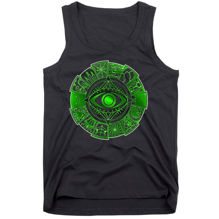 15 Fears Wheel Evil Green Eye Tank Top