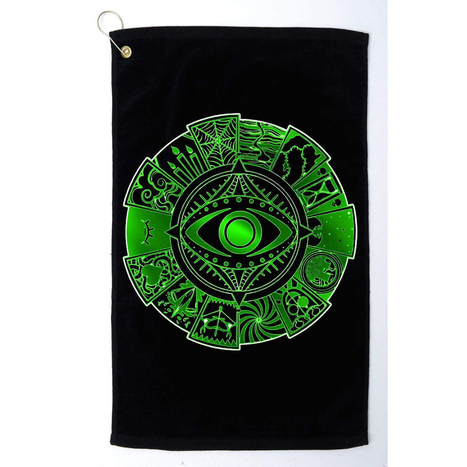 15 Fears Wheel Evil Green Eye Golf Towel