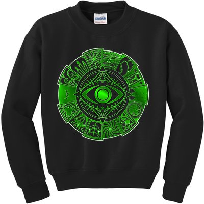 15 Fears Wheel Evil Green Eye Kids Sweatshirt