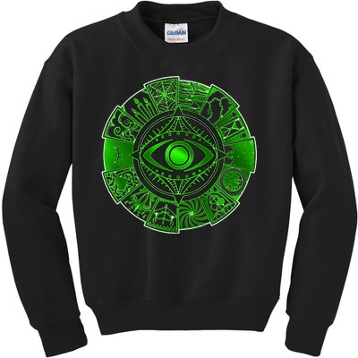 15 Fears Wheel Evil Green Eye Kids Sweatshirt