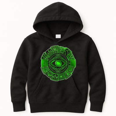15 Fears Wheel Evil Green Eye Kids Hoodie