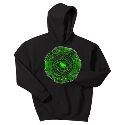 15 Fears Wheel Evil Green Eye Kids Hoodie