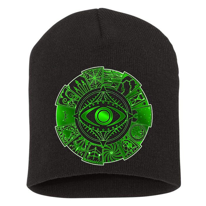 15 Fears Wheel Evil Green Eye Short Acrylic Beanie