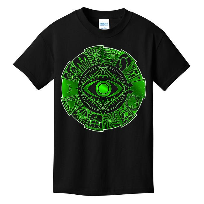 15 Fears Wheel Evil Green Eye Kids T-Shirt