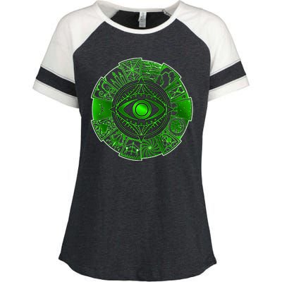 15 Fears Wheel Evil Green Eye Enza Ladies Jersey Colorblock Tee