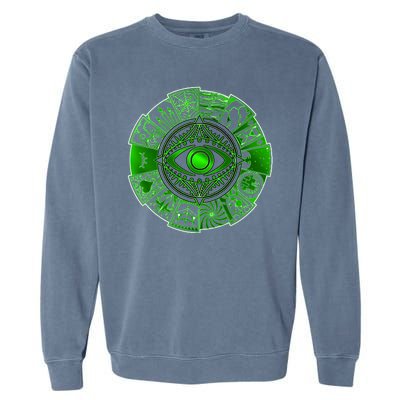 15 Fears Wheel Evil Green Eye Garment-Dyed Sweatshirt