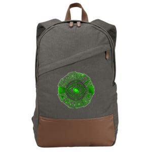 15 Fears Wheel Evil Green Eye Cotton Canvas Backpack