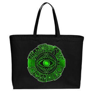 15 Fears Wheel Evil Green Eye Cotton Canvas Jumbo Tote