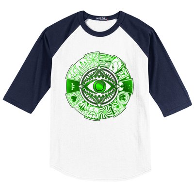 15 Fears Wheel Evil Green Eye Baseball Sleeve Shirt