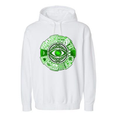 15 Fears Wheel Evil Green Eye Garment-Dyed Fleece Hoodie