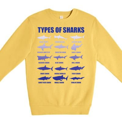 15 Types of Sharks Premium Crewneck Sweatshirt