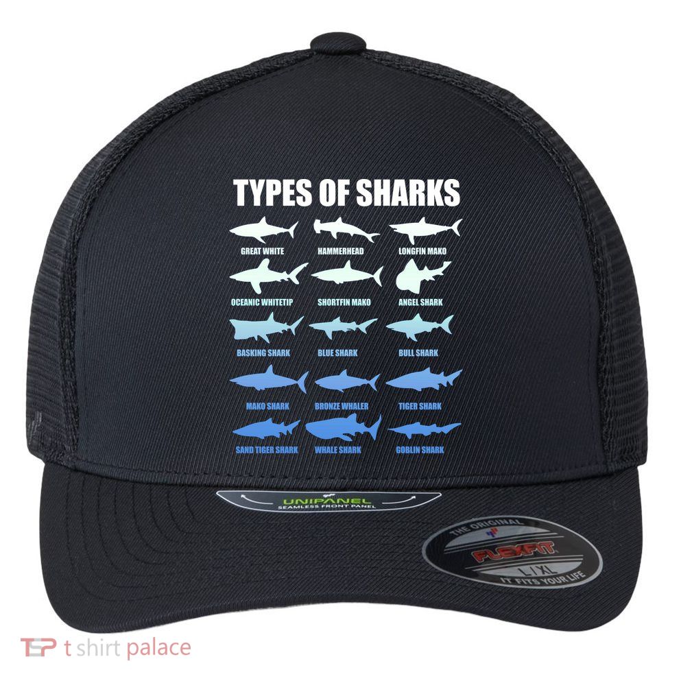 15 Types of Sharks Flexfit Unipanel Trucker Cap