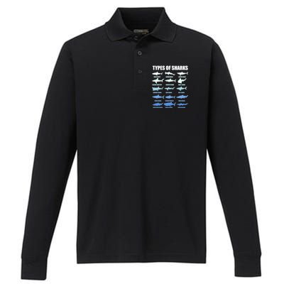 15 Types of Sharks Performance Long Sleeve Polo