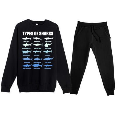 15 Types of Sharks Premium Crewneck Sweatsuit Set