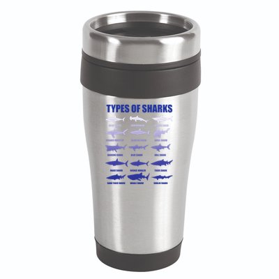 15 Types of Sharks 16oz Travel Tumbler