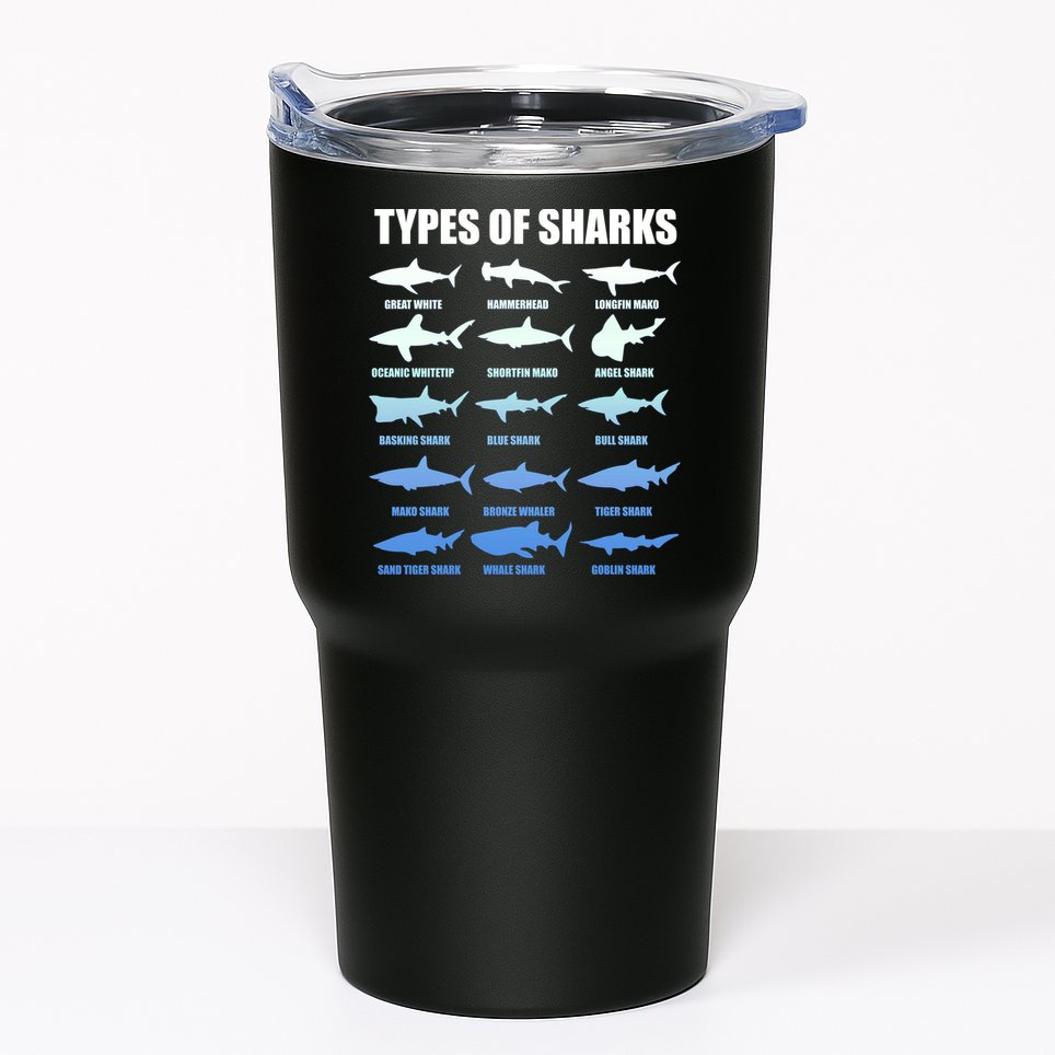 15 Types of Sharks Tumbler