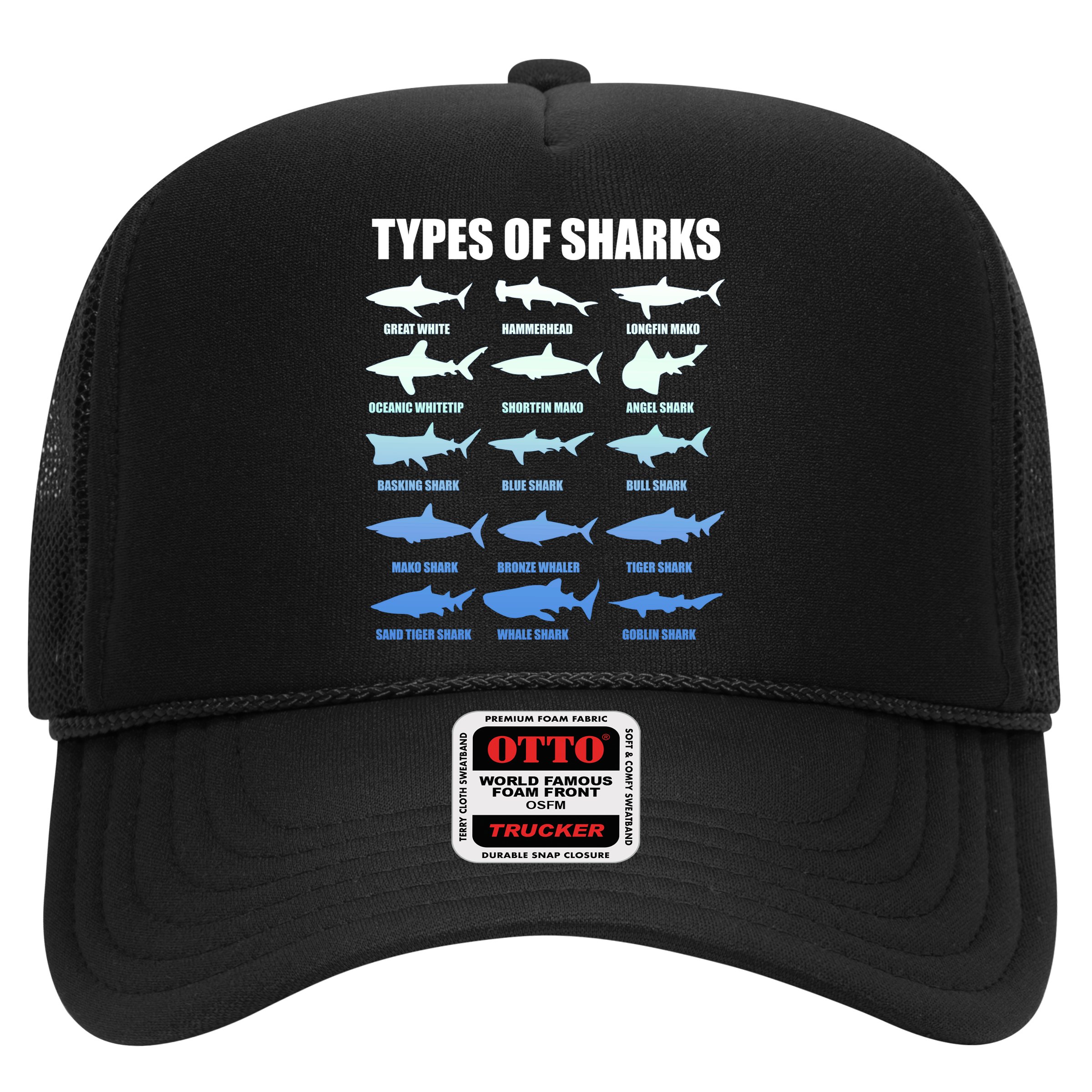 15 Types of Sharks Trucker Hat