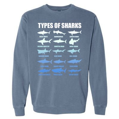 15 Types of Sharks Garment-Dyed Sweatshirt