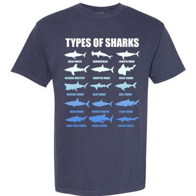 15 Types of Sharks Garment-Dyed Heavyweight T-Shirt