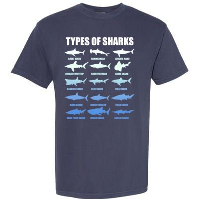 15 Types of Sharks Garment-Dyed Heavyweight T-Shirt