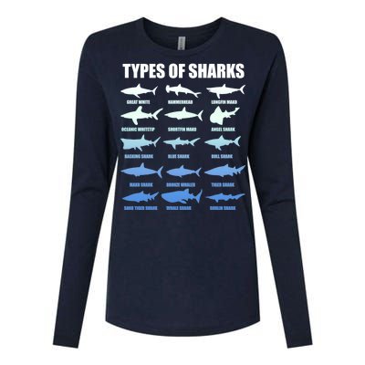 15 Types of Sharks Womens Cotton Relaxed Long Sleeve T-Shirt